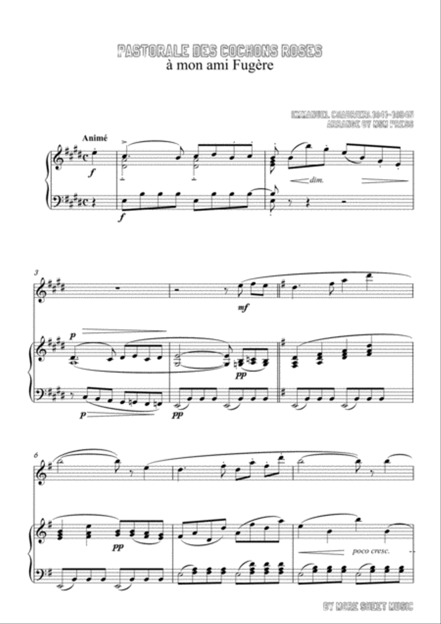 Chabrier-Pastorale des cochons roses,for Violin and Piano Voice scores gallery preview page 3
