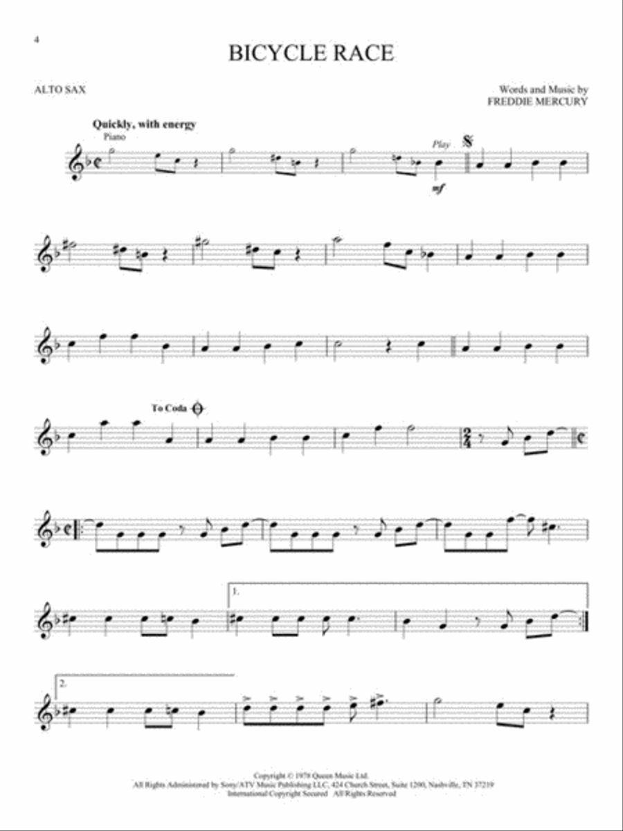 Queen – Updated Edition Queen – Updated Edition Alto Saxophone scores gallery preview page 4
