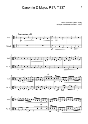 Book cover for Johann Pachelbel - Canon in D Major, P.37; T.337. Arrangement for Viola Duet. Score and Parts.