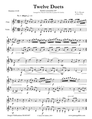 Mozart: 12 Duets K. 487 for Flute & Violin