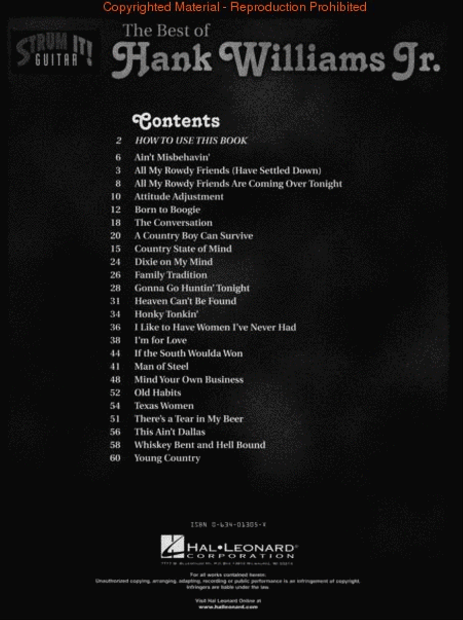 The Best of Hank Williams Jr. Electric Guitar scores gallery preview page 2