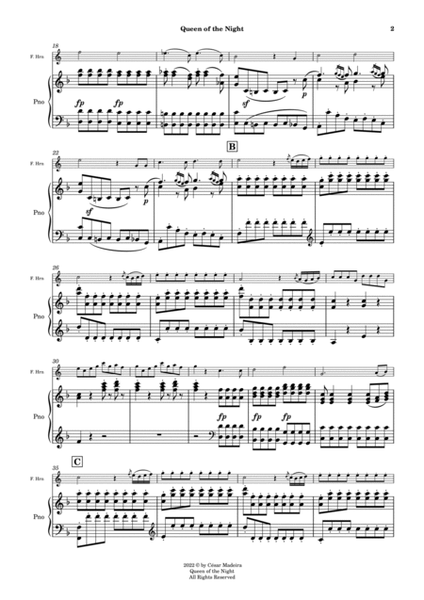 Queen of the Night Aria - French Horn and Piano (Full Score and Parts) image number null
