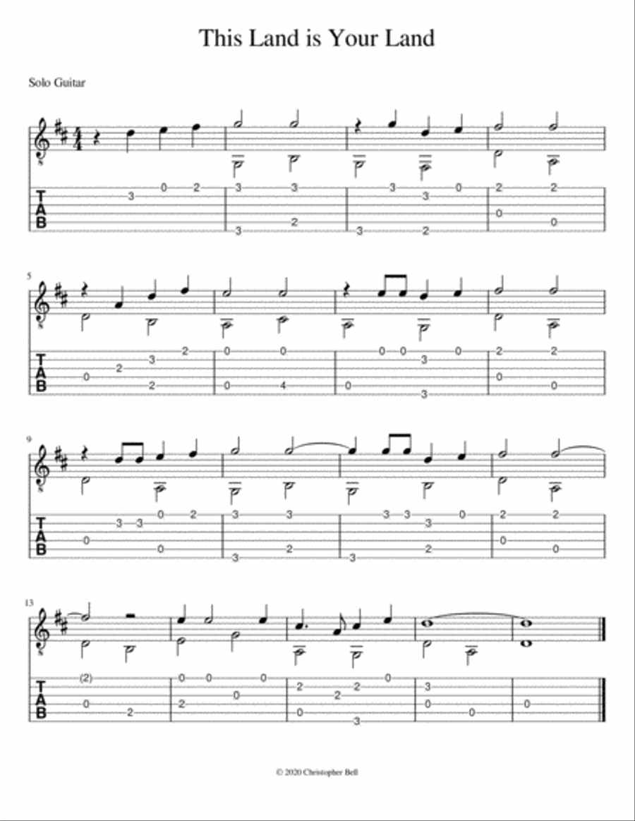 This Land Is Your Land Acoustic Guitar scores gallery preview page 1