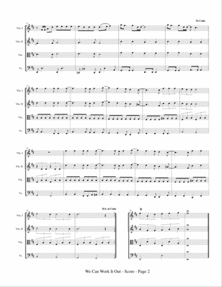 We Can Work It Out String Quartet scores gallery preview page 4