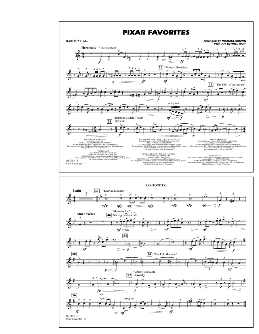 Pixar Favorites - Baritone T.C. Marching Band scores gallery preview page 1