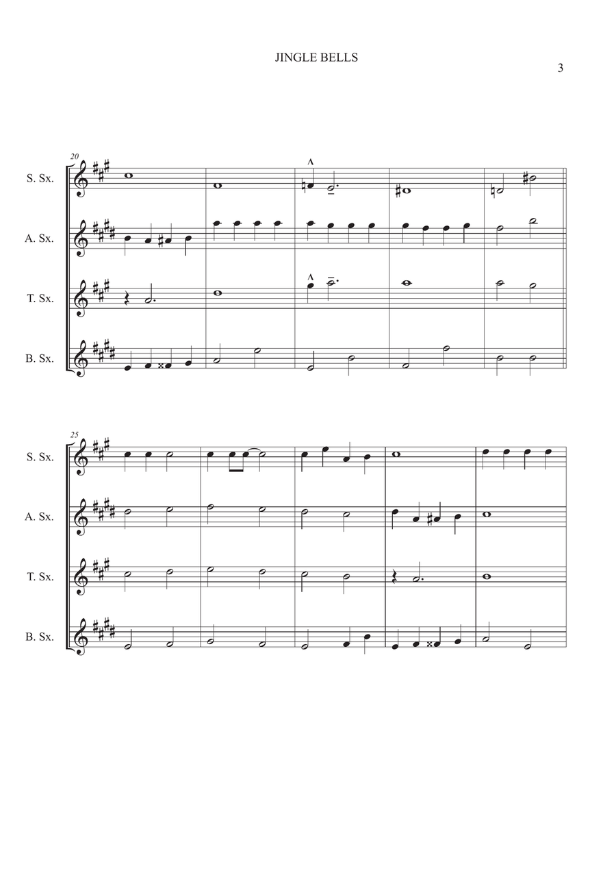Jingle Bells for Saxophone Quartet SATB Saxophone Quartet scores gallery preview page 3