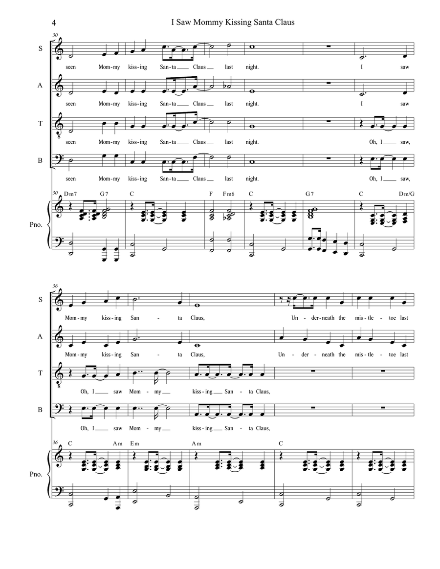 I Saw Mommy Kissing Santa Claus Piano, Vocal scores gallery preview page 4