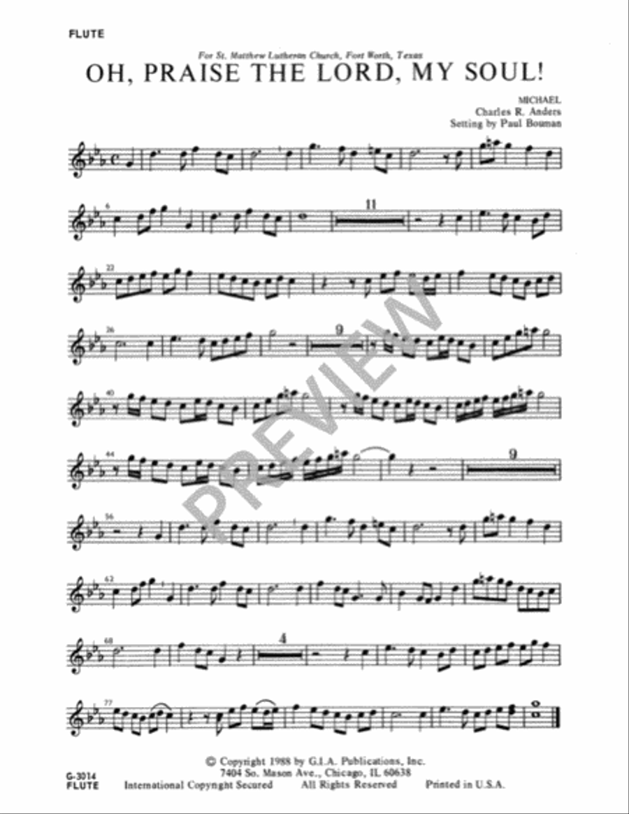 Oh, Praise the Lord, My Soul! - Instrument edition Flute scores gallery preview page 2