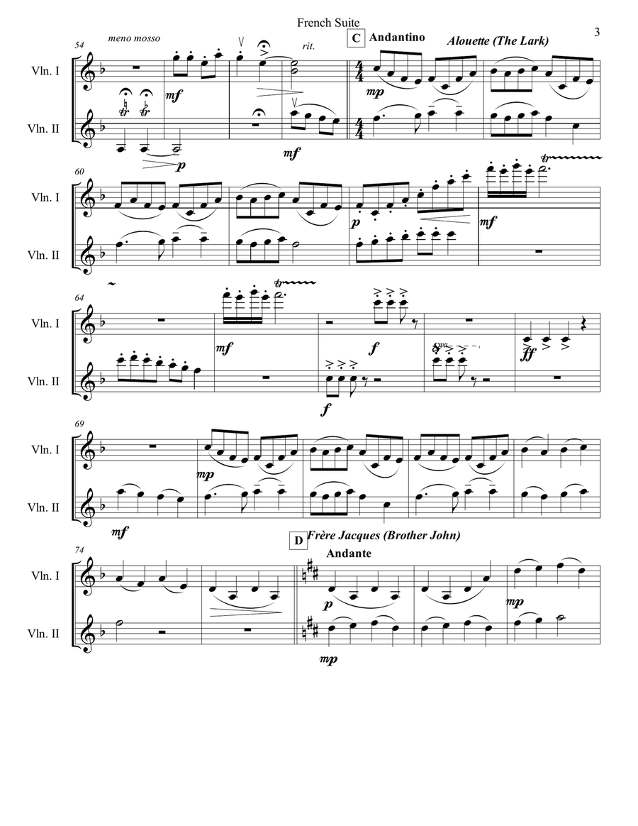 French Suite for Two Violins String Duet scores gallery preview page 6