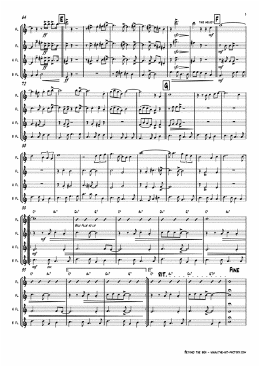 Beyond The Sea Woodwind Quartet scores gallery preview page 3
