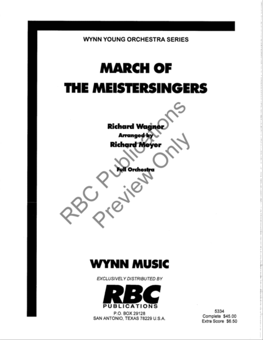 March Of The Meistersingers (Score) by Richard Wagner Full Orchestra - Sheet Music page 2