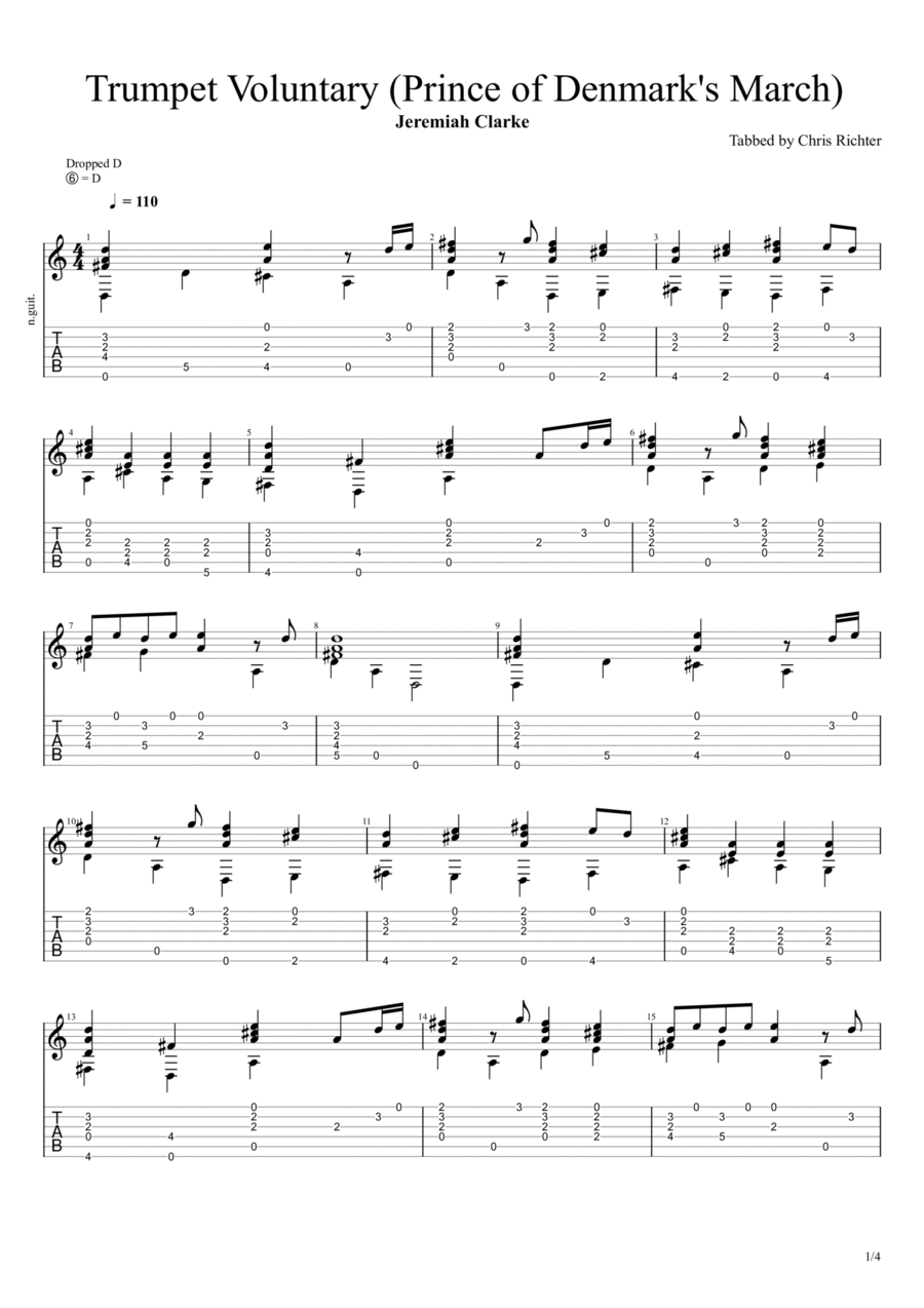 Trumpet Voluntary (Prince of Denmark's March) (Jeremiah Clarke) Trumpet scores gallery preview page 1