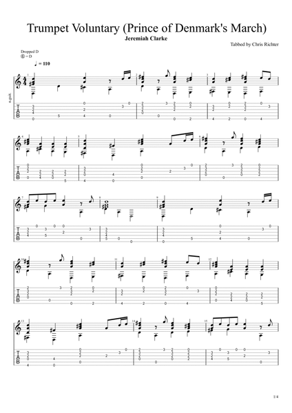 Trumpet Voluntary (Prince of Denmark's March) (Solo Fingerstyle Guitar Tab) image number null