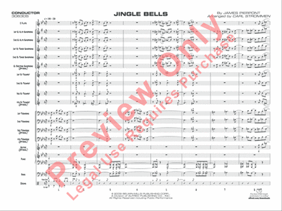 Jingle Bells (score only) Jazz Ensemble scores gallery preview page 4