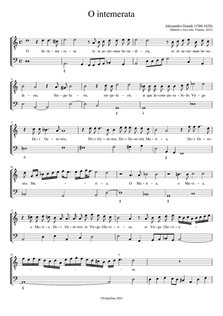 O intemerata High Voice scores gallery preview page 1