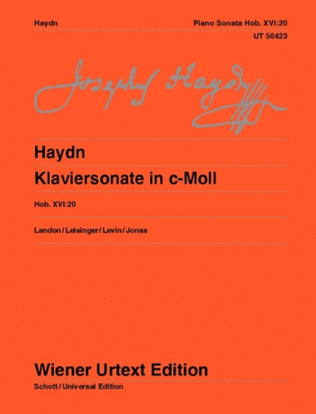 Book cover for Sonata in C minor Hob XVI: 20