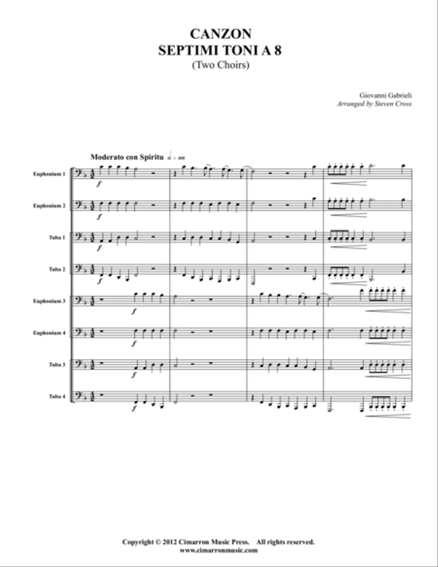 Canzona Septimi Toni A 8 Euphonium scores gallery preview page 1