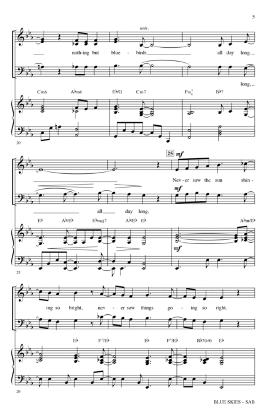 Blue Skies (arr. Mark Hayes) 3-Part scores gallery preview page 3