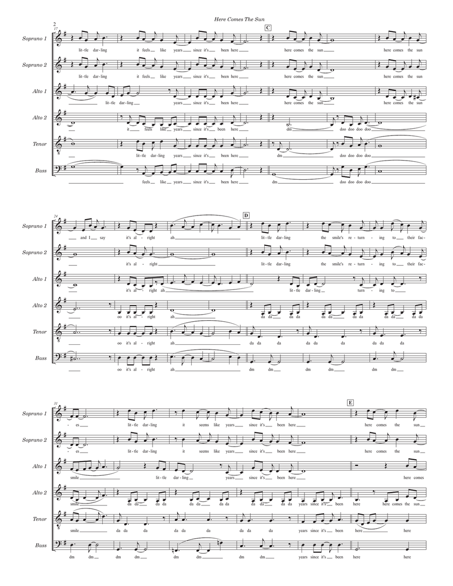 Here Comes The Sun 4-Part scores gallery preview page 2