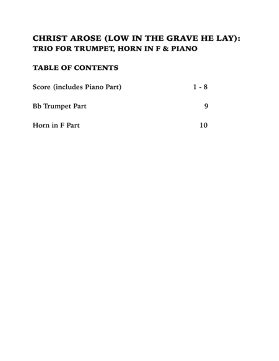 He Arose (Trio for Trumpet, Horn in F and Piano) Brass Trio scores gallery preview page 4