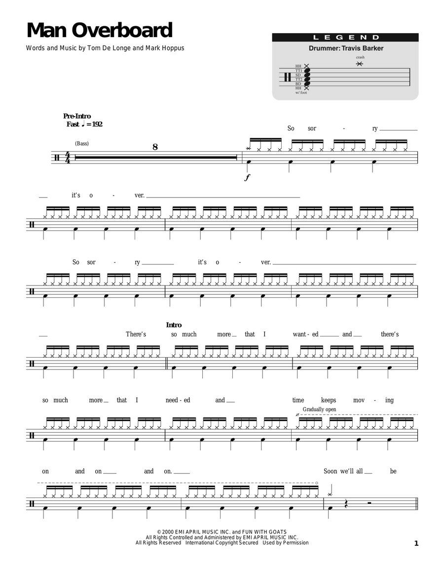 Man Overboard Drum Set scores gallery preview page 1