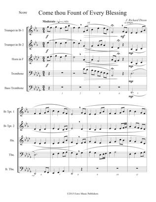 "Come Thou Fount" for brass quintet