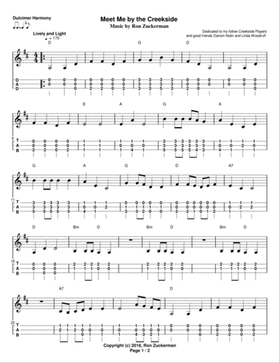 Meet Me by the Creekside Dulcimer scores gallery preview page 4