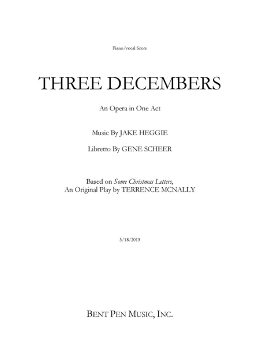 Book cover for Three Decembers (piano/vocal score)