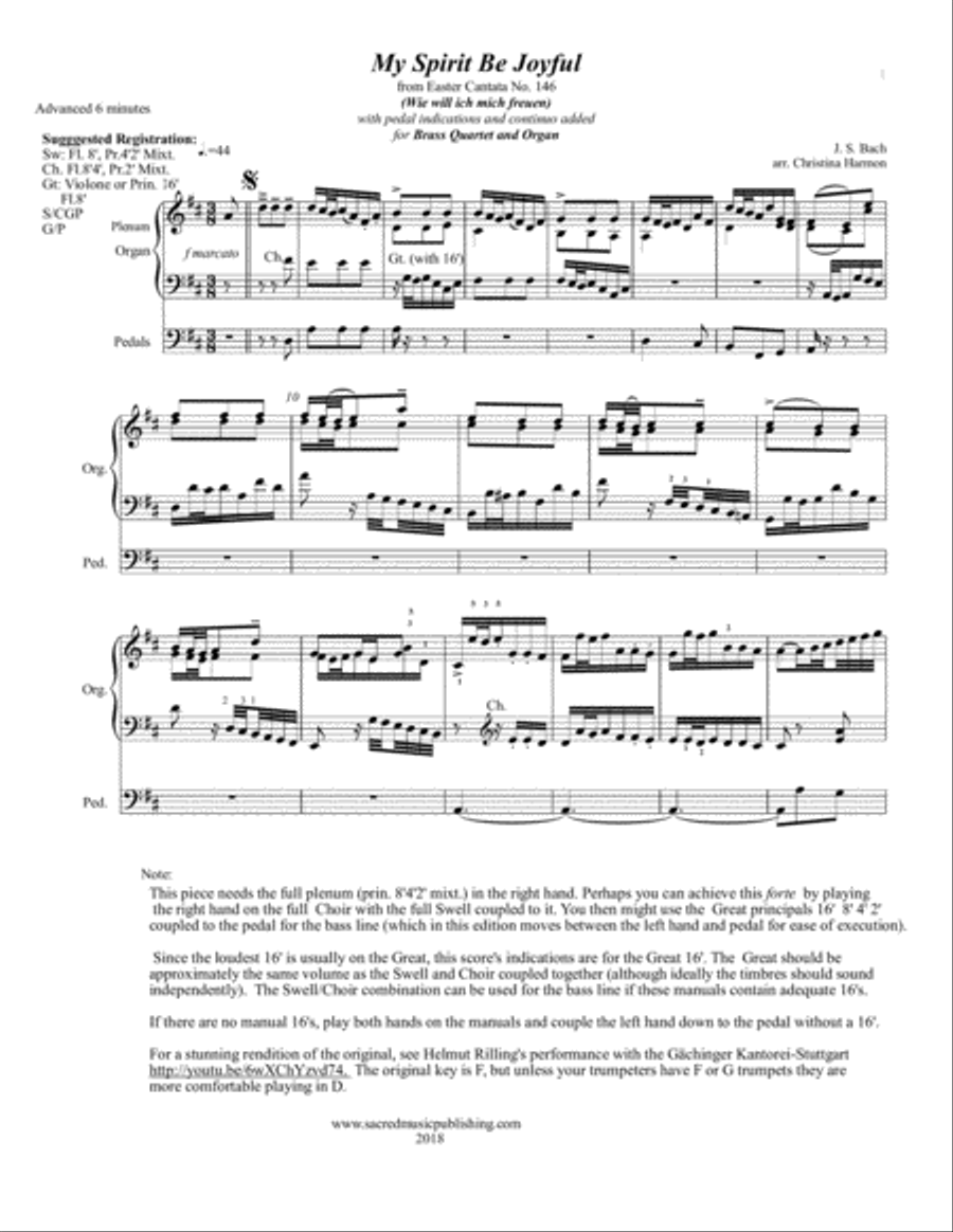 My Spirit Be Joyful - Brass Quartet and Organ Small Ensemble scores gallery preview page 2