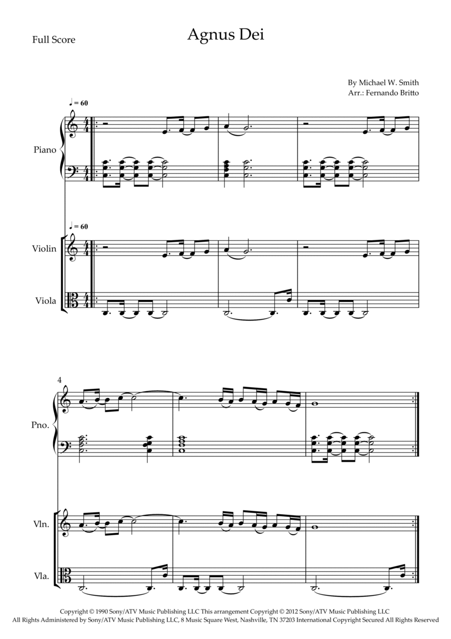 Agnus Dei Piano Trio scores gallery preview page 1