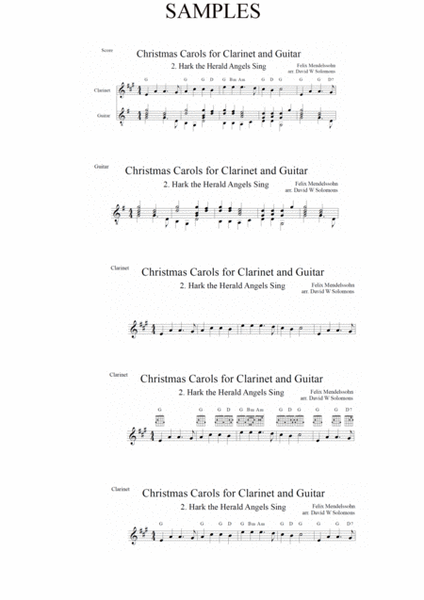 Christmas Carols for clarinet and guitar No 2 Hark the Herald Angels Sing image number null