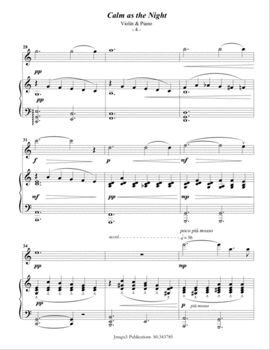 Bohm: Calm as the Night for Violin & Piano Violin Solo scores gallery preview page 4