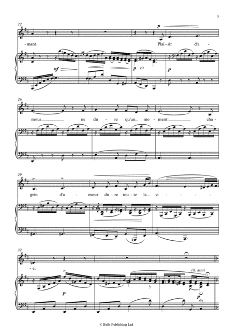 Plaisir d'amour (D Major) Voice Solo scores gallery preview page 3
