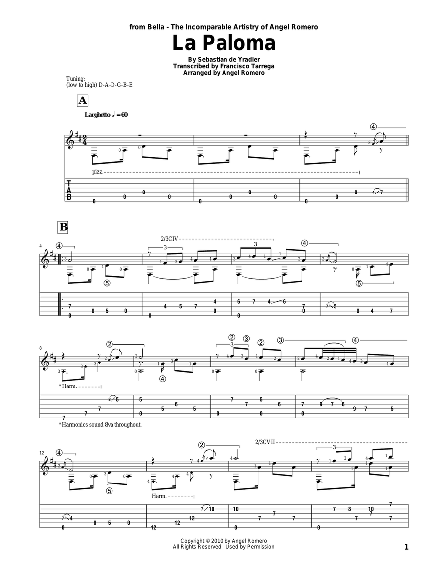 La Paloma Acoustic Guitar scores gallery preview page 1
