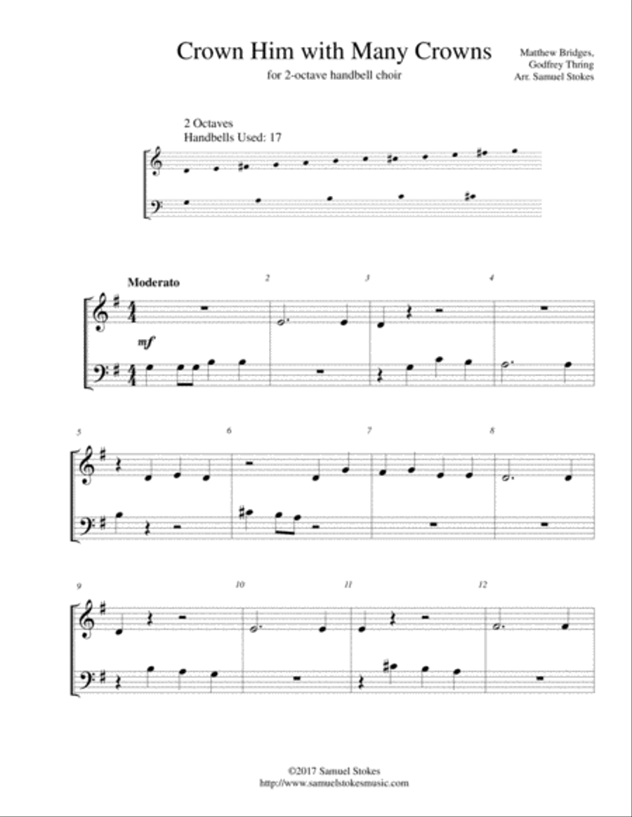Crown Him with Many Crowns - 2-octave handbell choir 2-Octaves scores gallery preview page 1