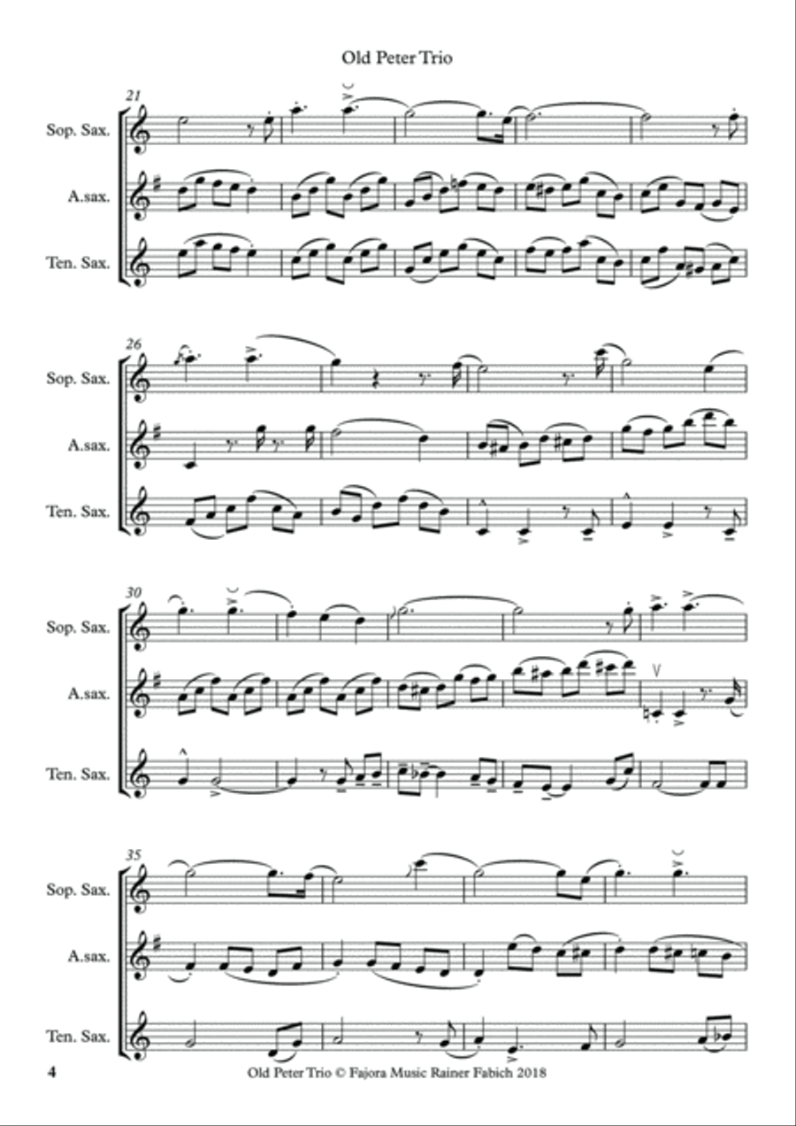 OLD PETER TRIO for Saxophone Trio Woodwind Trio scores gallery preview page 6