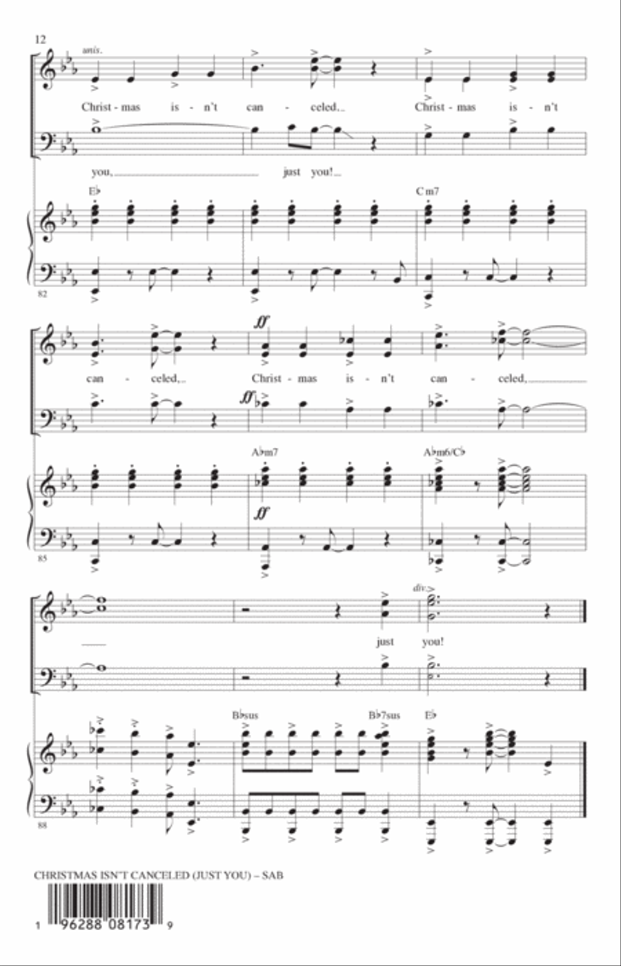 Christmas Isn't Canceled (Just You) (arr. Mark Brymer) 3-Part scores gallery preview page 11