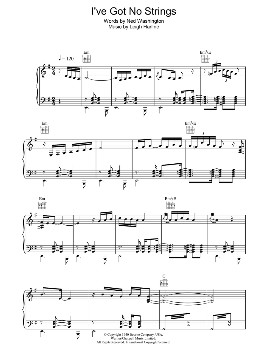 I've Got No Strings (from Pinocchio) Guitar scores gallery preview page 1
