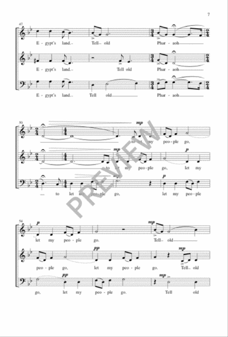 Go Down, Moses 3-Part scores gallery preview page 7
