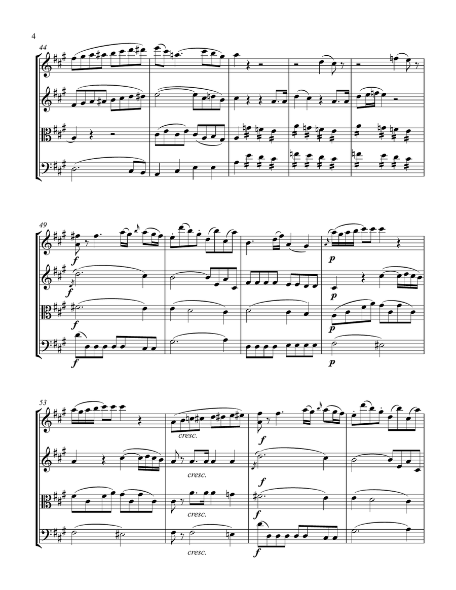 For String Quartet and Piano: Mozart's 23rd Piano Concerto, K. 488 - 1st Movement Chamber Orchestra scores gallery preview page 4
