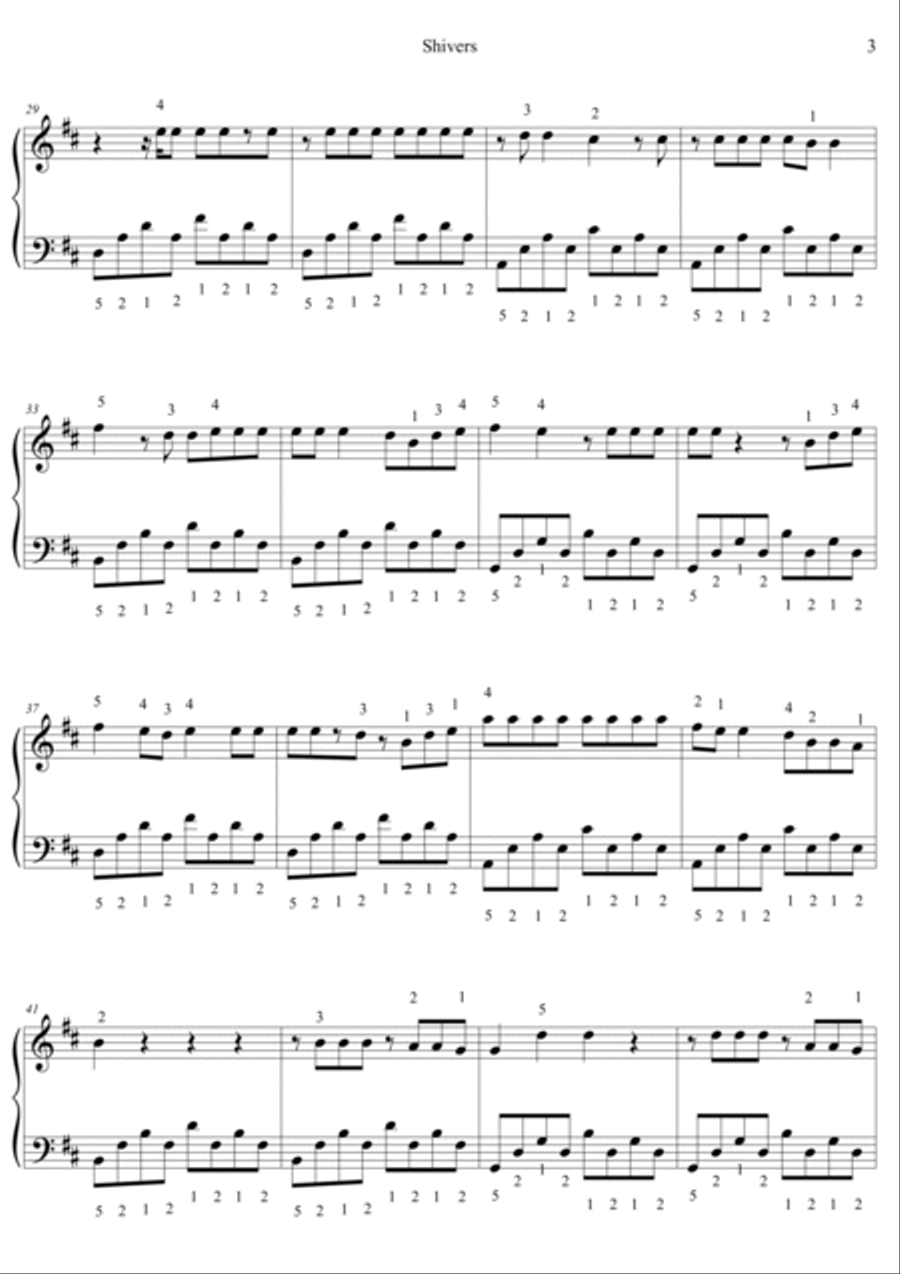 Shivers Piano Solo scores gallery preview page 3