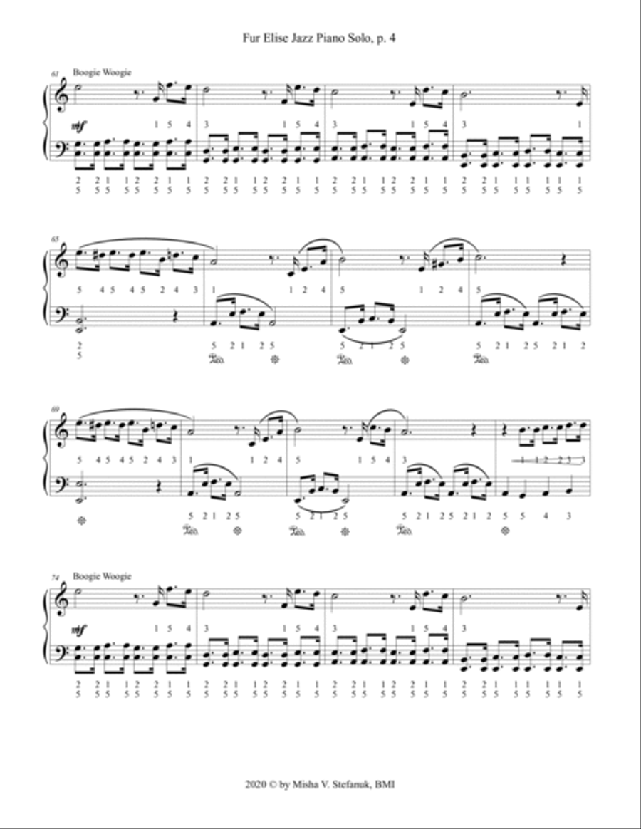 Fur Elise Jazz Piano Solo, Easy Piano Classics Easy Piano scores gallery preview page 4