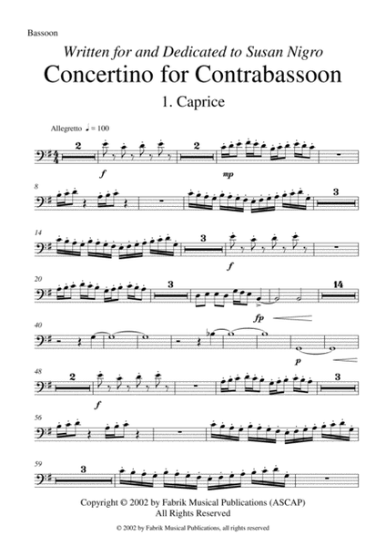 Barton Cummings: Concertino for contrabassoon and concert band, bassoon part
