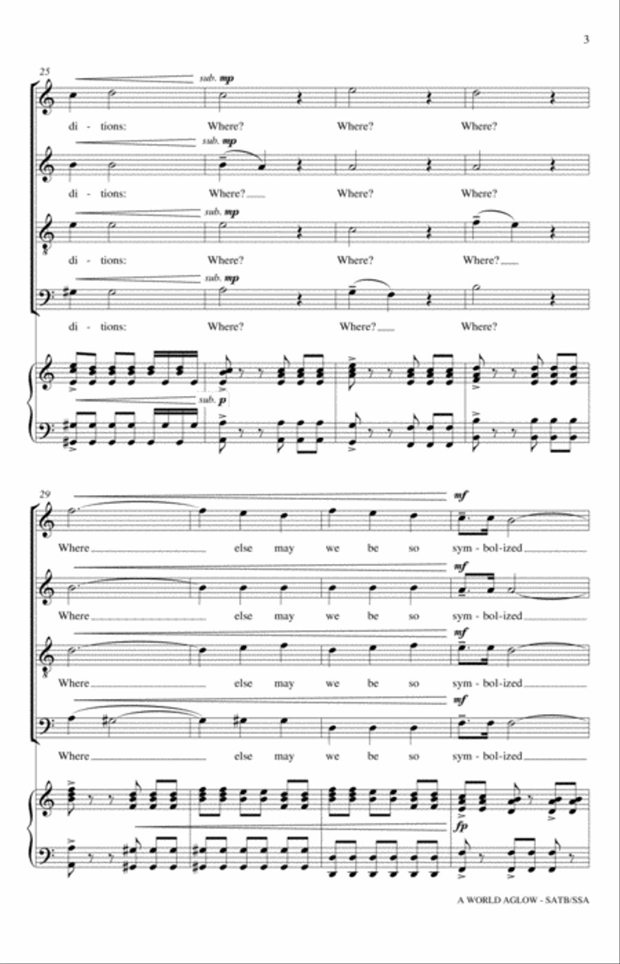 A World Aglow 4-Part scores gallery preview page 3