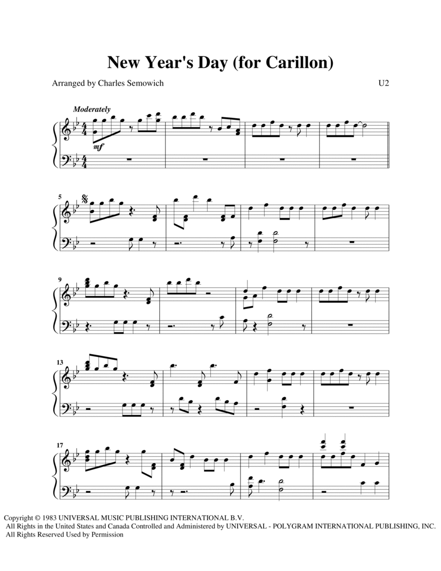New Year's Day New Year's Day Carillon scores gallery preview page 1