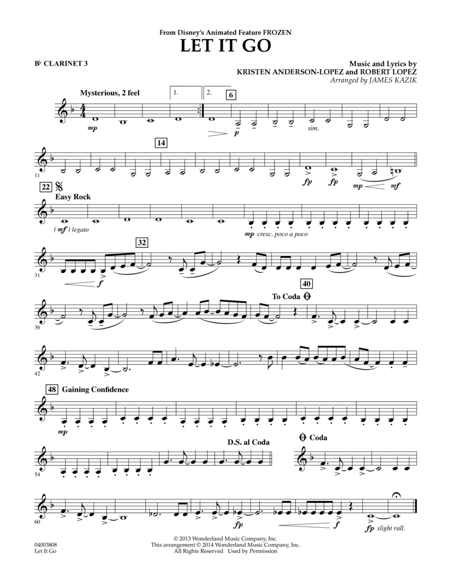 Let It Go - Bb Clarinet 3 Concert Band scores gallery preview page 1