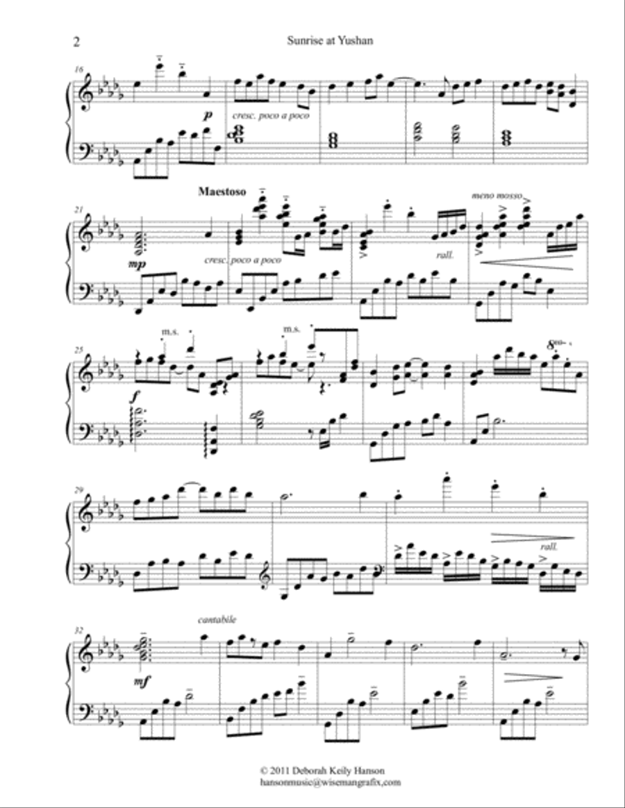 Sunrise at Yushan Piano Solo scores gallery preview page 2
