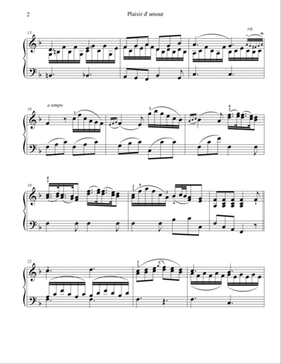 Plaisir d'amour (Plaisir d' amour) Piano Solo scores gallery preview page 2
