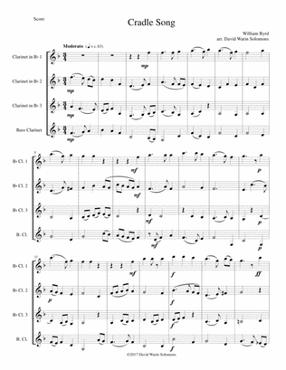 Cradle Song for clarinet quartet (3 B flats and 1 Bass)