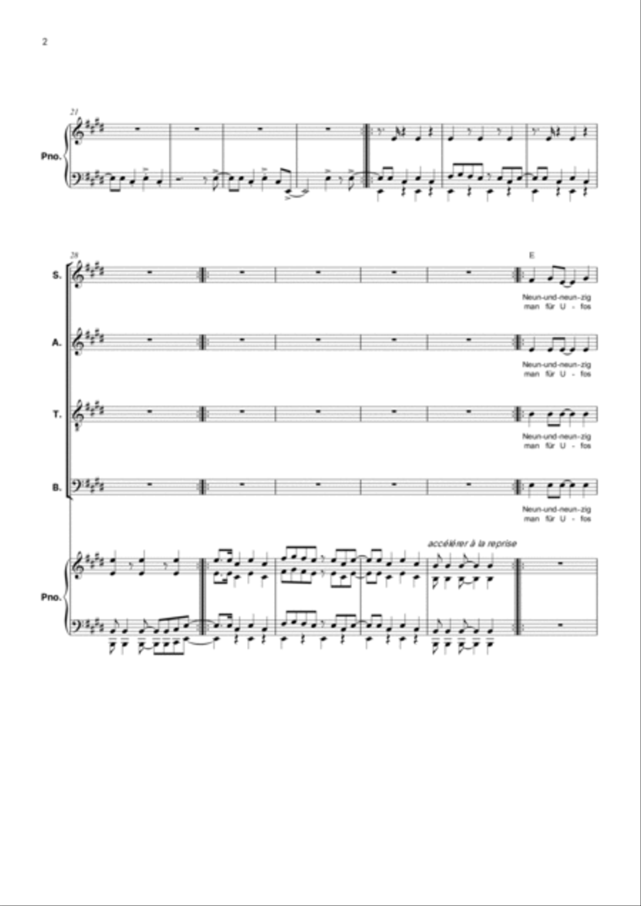 99 Red Balloons (99 Luftballons) 4-Part scores gallery preview page 2